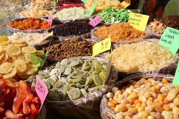 Sales of delicious dry fruits, Italy