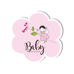 Baby shower invitation card. Baby girl arrival announcement card.