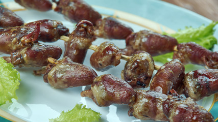 Chicken heart kebabs