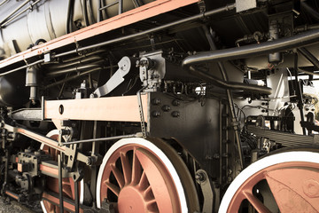 Naklejka na ściany i meble Details of Polish steam locomotive.