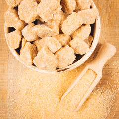 Cubes of sugar - brown sugar cane.