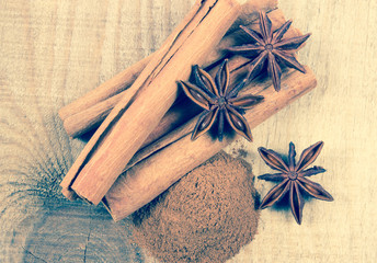 Warming spices - cinnamon, star anise.