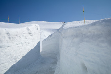 The snow mountains view on Tateyama Kurobe , Beautiful landscape in Japan Alps,Japan.
