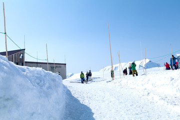 The snow mountains view on Tateyama Kurobe , Beautiful landscape in Japan Alps,Japan.