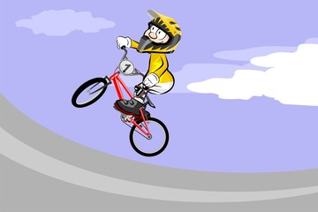 Fototapeta na wymiar BMX riderjumping and flying