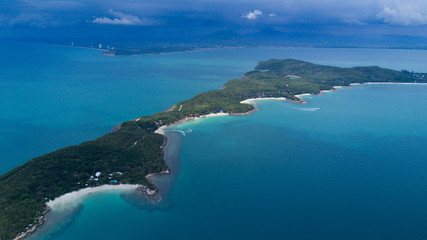 Aerial view over the small island