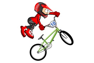 Fototapeta premium BMX rider isolated over white