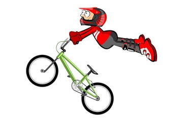 BMX rider isolated over white