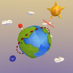 Naklejka premium 3D Earth, low poly modeling