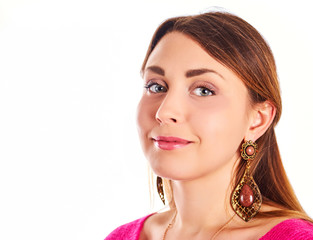 Positive woman looking at camera