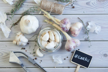 garlic on wood