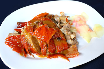 roasted duck with rice.