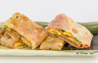 Chinese omelet isolated on white background