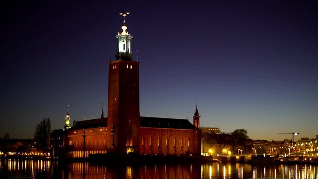 The City Hall in Stockholm at dusk
