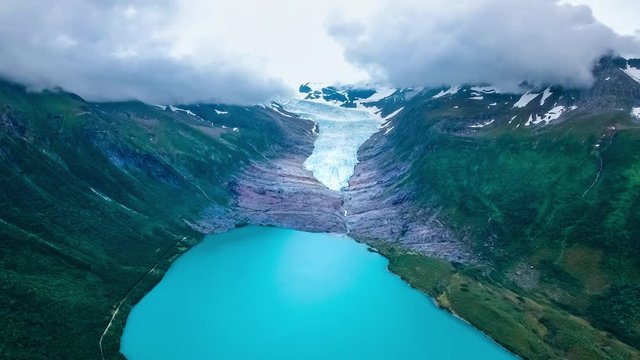 Svartisen Glacier in Norway Aerial view.