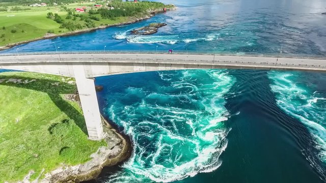 Whirlpools of the maelstrom of Saltstraumen, Nordland, Norway