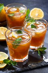 cool mint iced tea in glasses