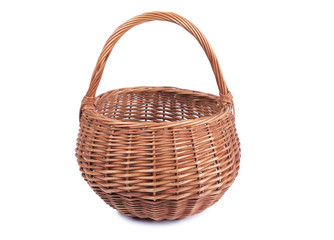 Wicker basket  for bread on white background