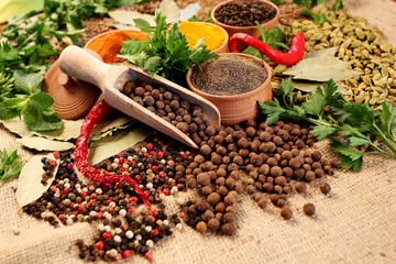 A wide variety of spices. Set spices