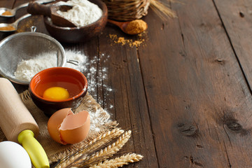 Ingredients and utensils for baking