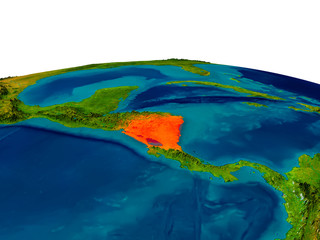 Nicaragua on model of planet Earth