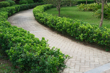 curved outdoor pathway in a park