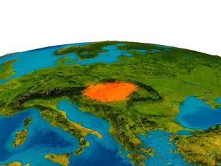 Hungary on model of planet Earth
