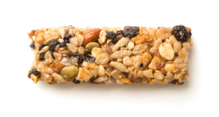 top view sweet agave syrup and roasted peanut puff on white background