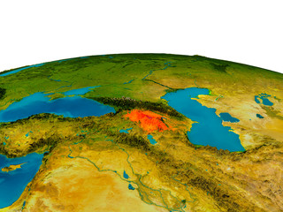 Armenia on model of planet Earth