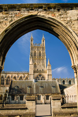 Gloucester Cathedral  viewed through remains of Infirmary Arches