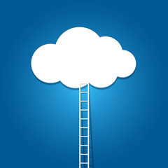 ladder to the clouds on blue background.