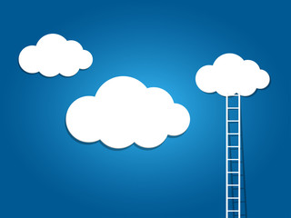 ladder to the clouds on blue background.