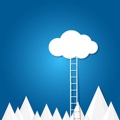 ladder to the clouds on blue background.