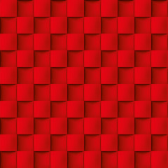 Naklejka na ściany i meble Volume realistic vector texture, cubes, red geometric pattern, design wallpaper