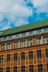 old brick facaded building in high angle format