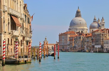 Fototapeta premium View of the Grand Canal and the baroque church Santa Maria della Salute in Venice. Italy, Europe.