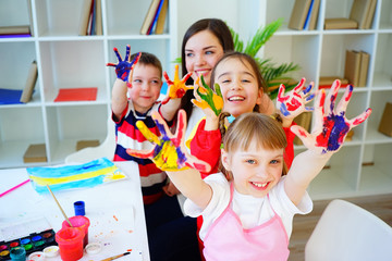 Art lesson in kindergarten