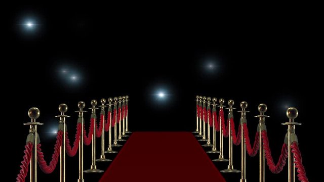 Red carpet on the background of camera flashes