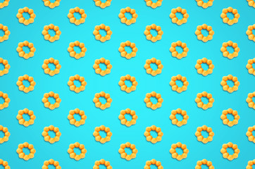 Seamless pattern yellow donuts on blue sky for your design