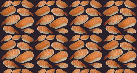 Background with repeated nigiri pattern.