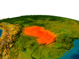 Paraguay on model of planet Earth