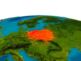 Poland on model of planet Earth