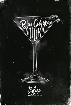 Blue lagoon cocktail chalk