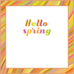 Spring frame with border of swirling stripes. Card template.