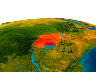 Uganda on model of planet Earth
