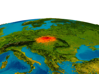 Slovakia on model of planet Earth