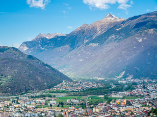 Fototapeta na wymiar Bellinzona cityscape view and mountains