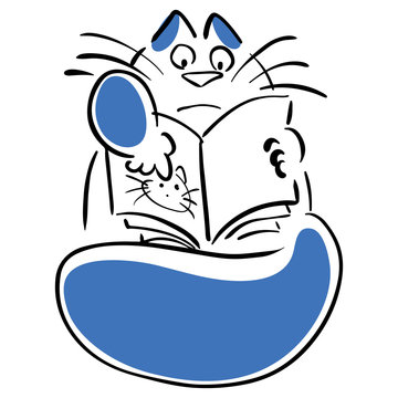 Fat cat with a book