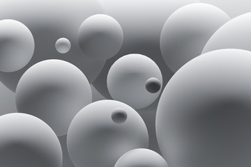 Abstract illustration of white balls. Digitally generated image. 3D illustration.