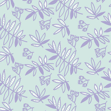 tender floral motif vector illustration. tropical leaves seamless pattern on white background. hand drawn naive style natural design